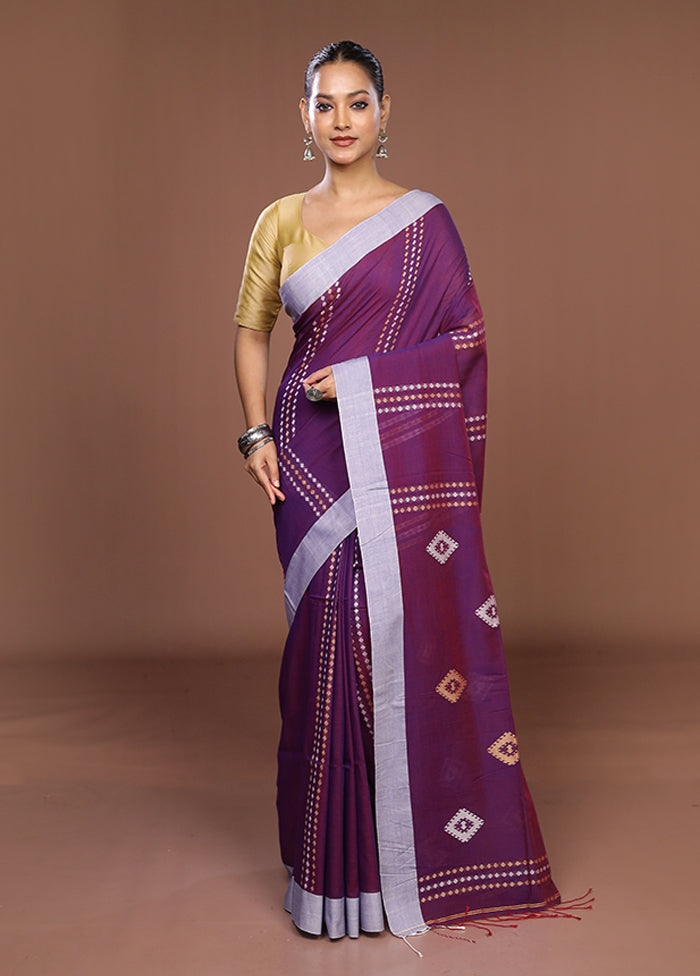Purple Matka Silk Saree With Blouse Piece