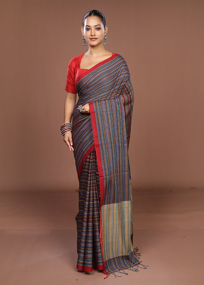 Multicolor Matka Silk Saree With Blouse Piece
