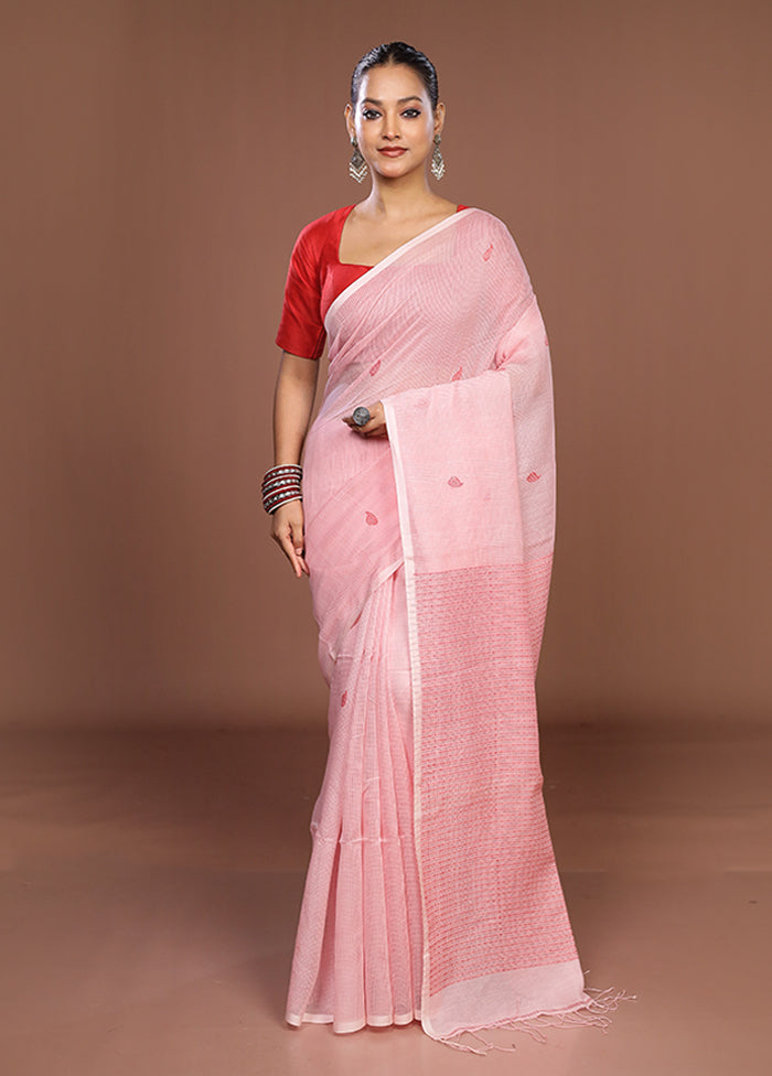 Pink Matka Silk Saree With Blouse Piece
