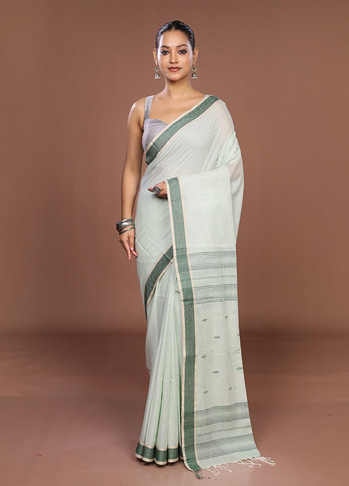 Green Matka Silk Saree With Blouse Piece