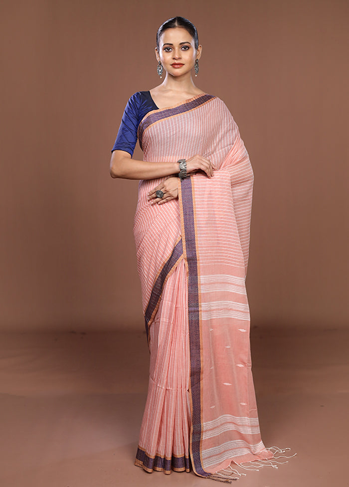 Pink Matka Silk Saree With Blouse Piece