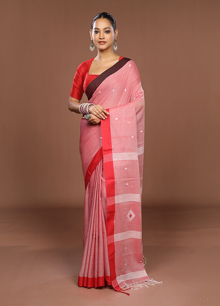 Pink Matka Silk Saree With Blouse Piece