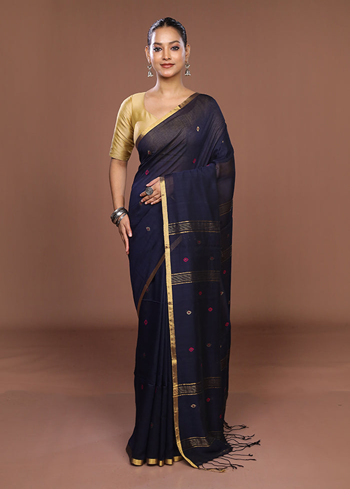 Black Matka Silk Saree With Blouse Piece