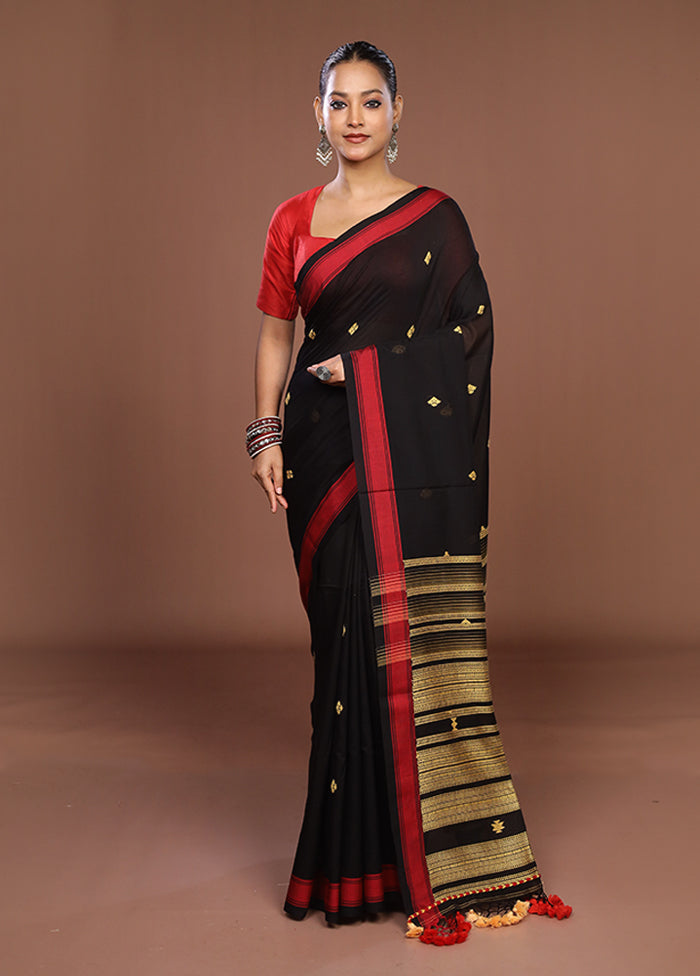 Black Matka Silk Saree With Blouse Piece