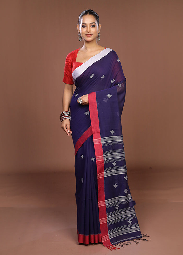 Blue Matka Silk Saree With Blouse Piece