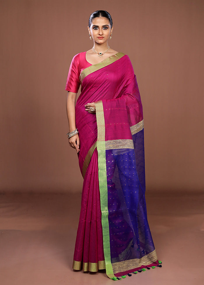 Pink Matka Silk Saree With Blouse Piece