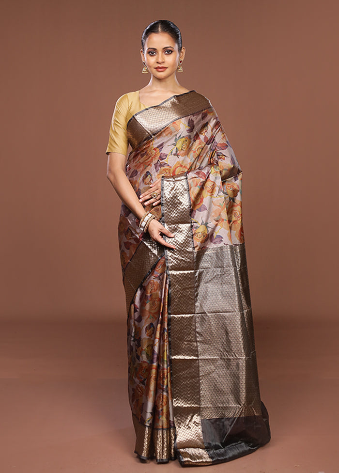 Cream Kanjivaram Silk Saree With Blouse Piece