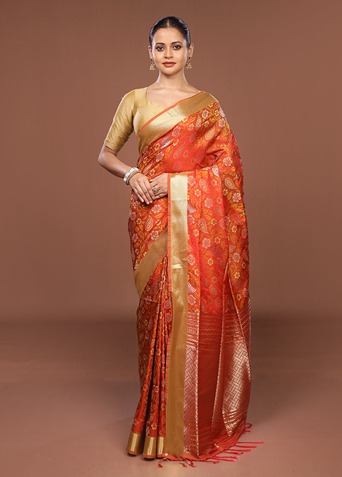 Red Kanjivaram Silk Saree With Blouse Piece