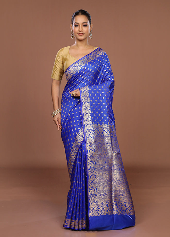 Purple Banarasi Silk Saree With Blouse Piece