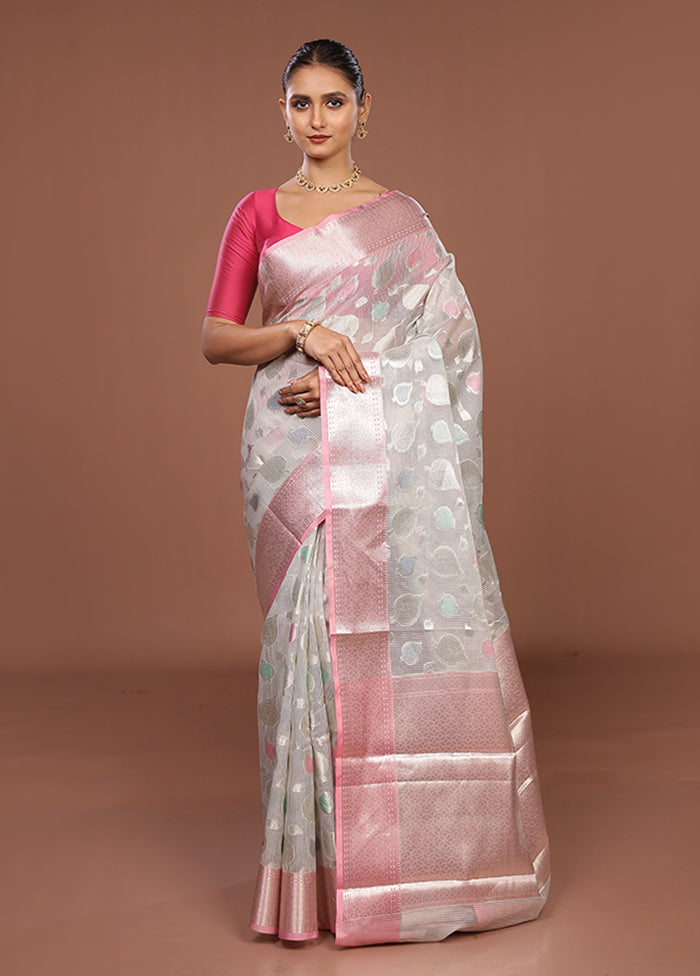 Grey Organza Saree With Blouse Piece