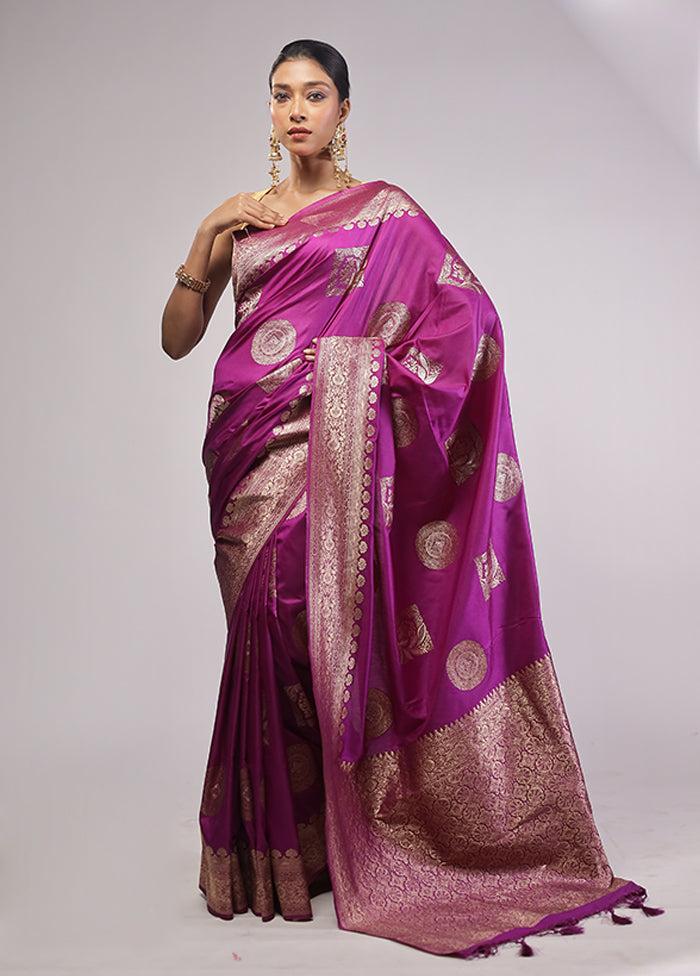 Purple Dupion Silk Saree With Blouse Piece
