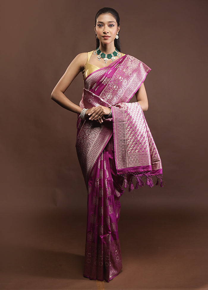 Purple Dupion Silk Saree With Blouse Piece