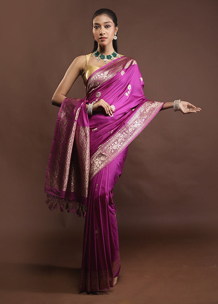 Purple Dupion Silk Saree With Blouse Piece