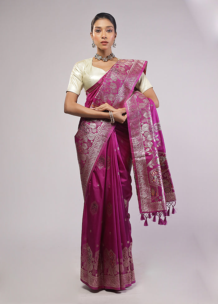 Purple Dupion Silk Saree With Blouse Piece