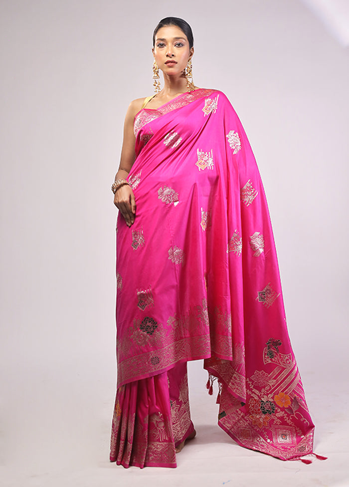 Pink Dupion Silk Saree With Blouse Piece