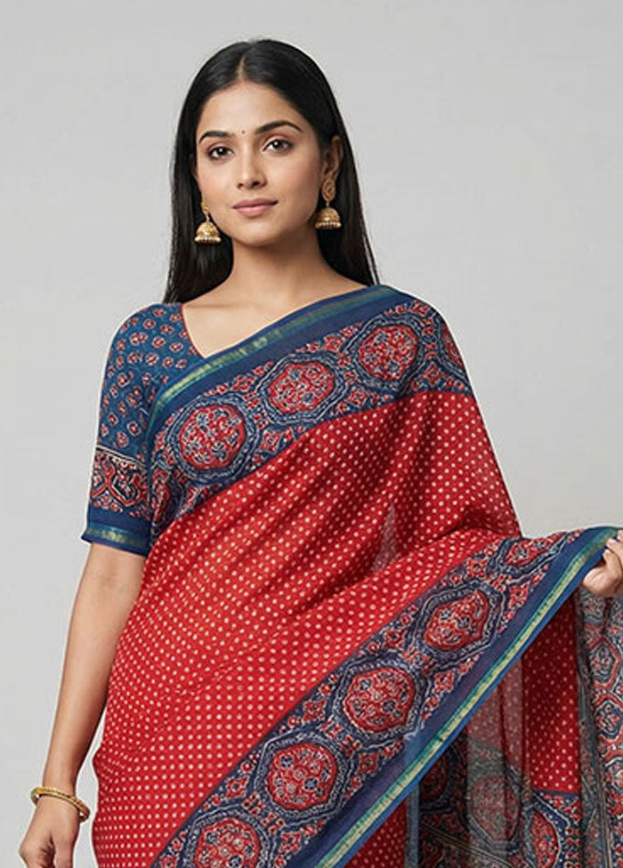 Multicolor Chanderi Silk Saree With Blouse Piece