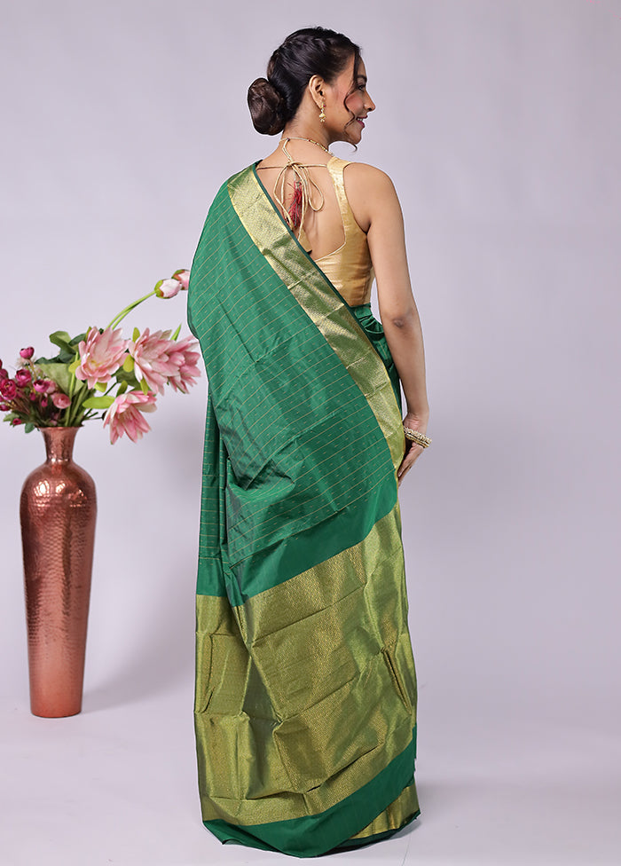 Green Kanjivaram Silk Saree With Blouse Piece