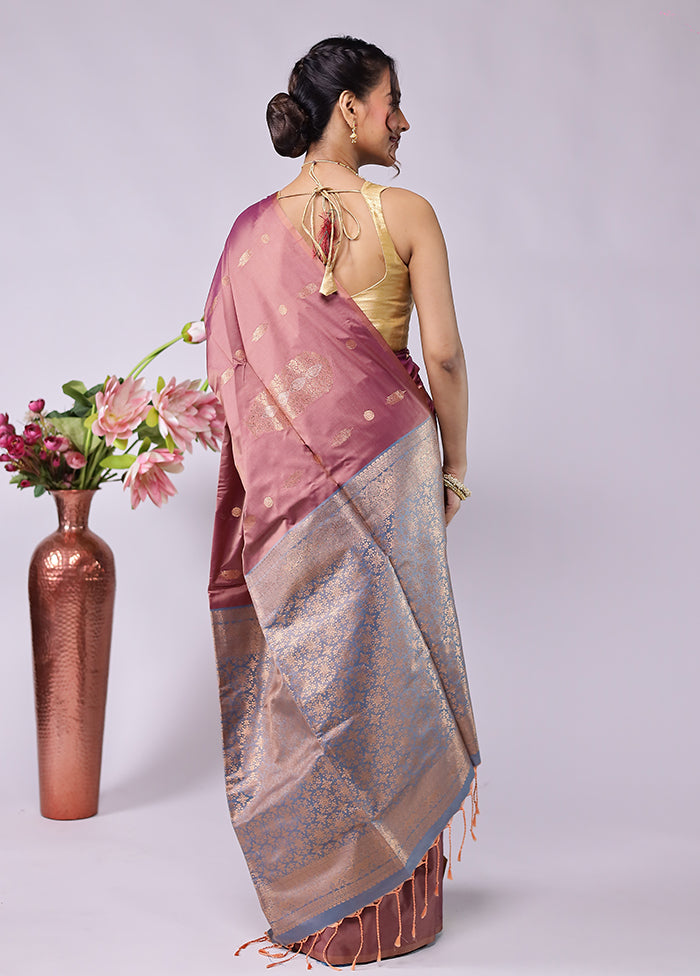 Pink Kanjivaram Silk Saree With Blouse Piece