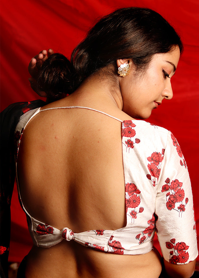 White Silk Designer Blouse - Indian Silk House Agencies