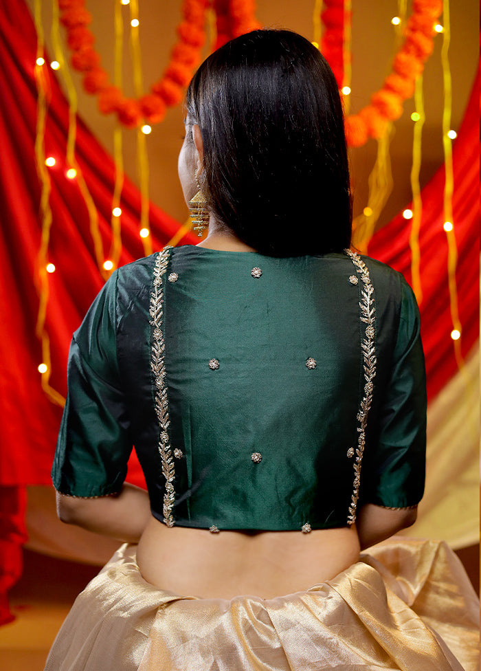 Green Silk Designer Blouse - Indian Silk House Agencies