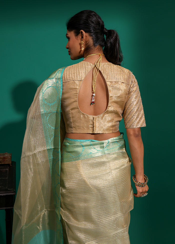 Gold High Neck Designer Blouse