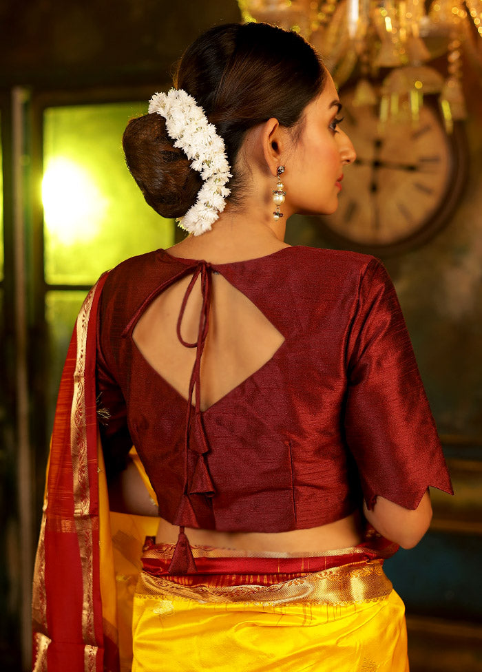 Maroon Dupion Silk Designer Blouse - Indian Silk House Agencies