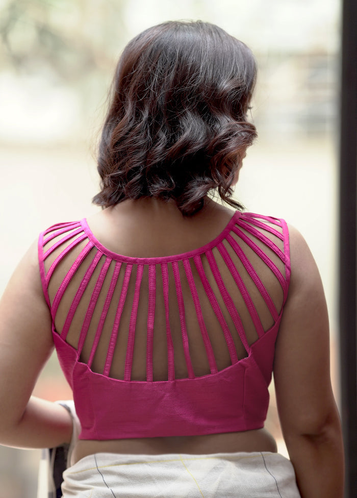 Pink Dupion Silk Designer Blouse - Indian Silk House Agencies