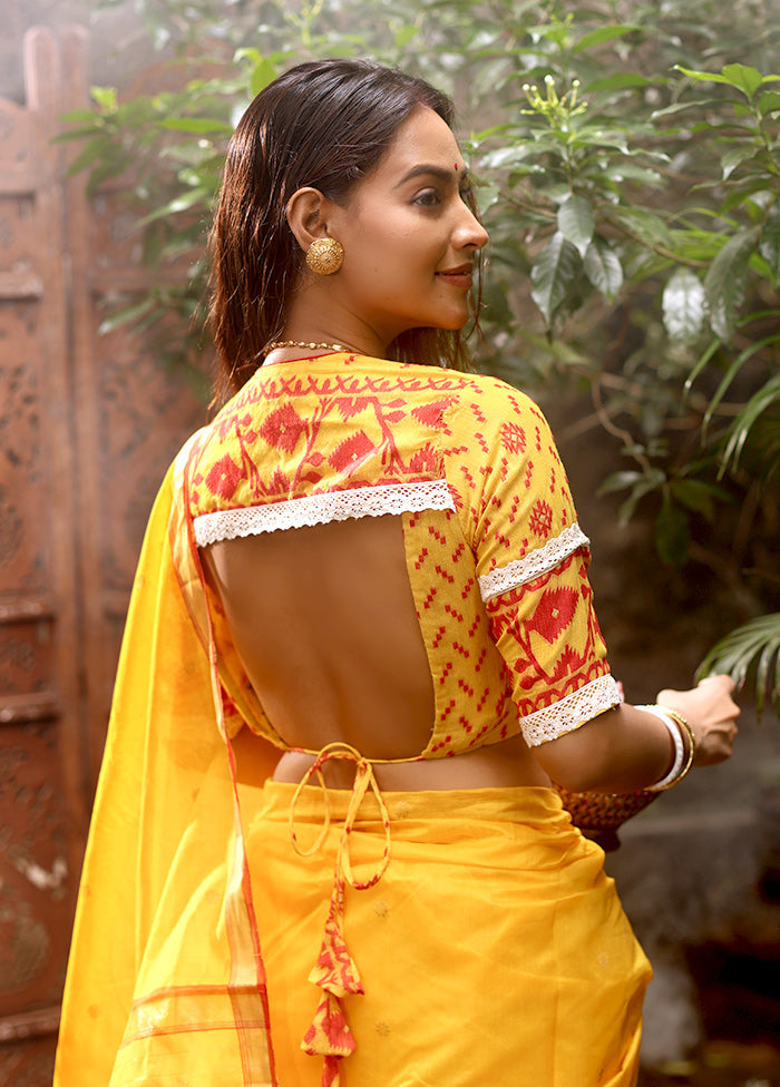 Yellow V Neck Designer Blouse