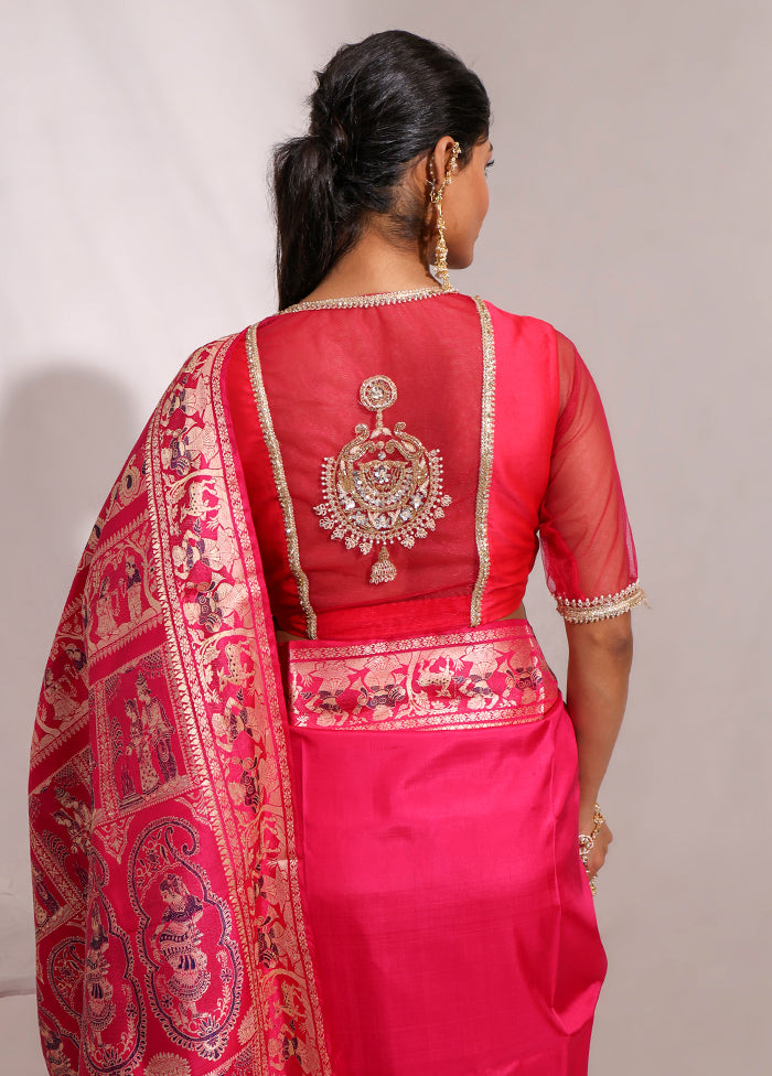 Rani Pink Pentagon Neck Designer Blouse