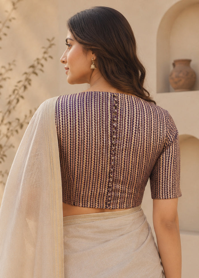 Purple High Neck Designer Blouse