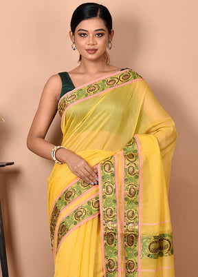 Biswa Bangla Presents Yellow Cotton Mercerised Saree With Blouse Piece - Indian Silk House Agencies