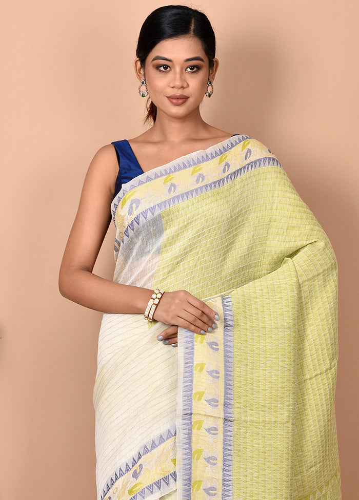 Biswa Bangla Presents Cream Pure Linen Silk Saree With Blouse Piece - Indian Silk House Agencies