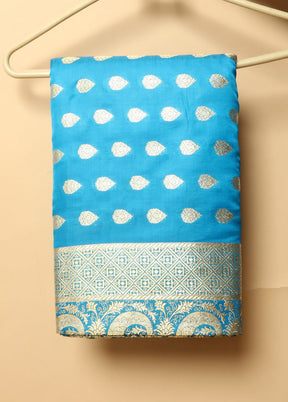 Blue Banarasi Handloom Pure Silk Saree With Blouse - Indian Silk House Agencies