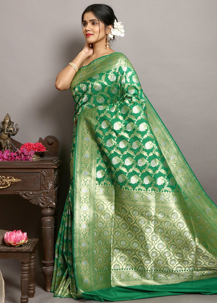 Green Uppada Silk Saree With Blouse - Indian Silk House Agencies