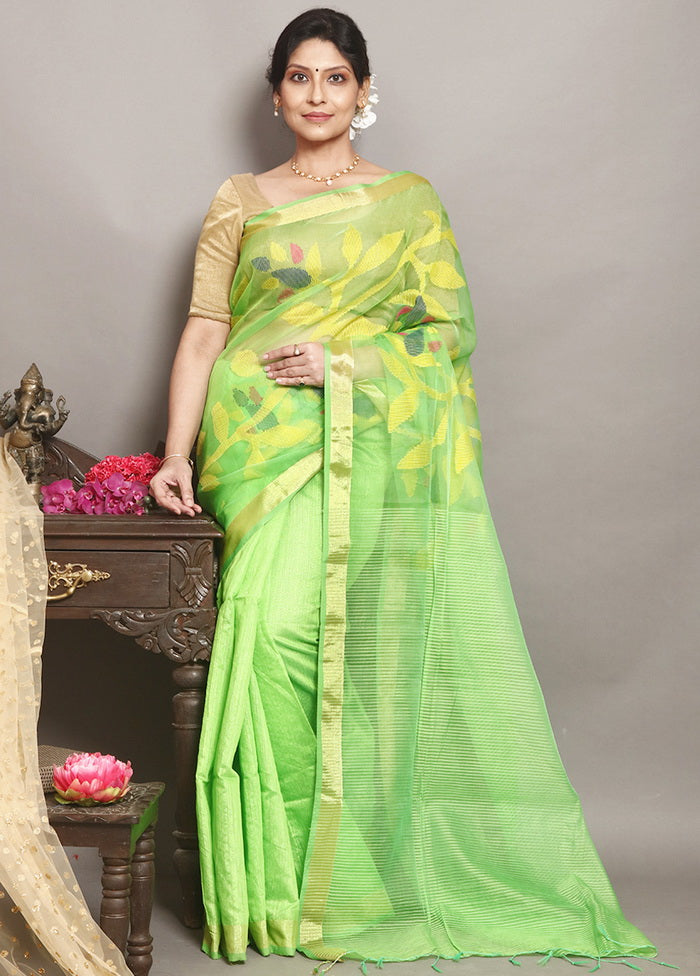 Green Matka Silk Saree With Blouse - Indian Silk House Agencies