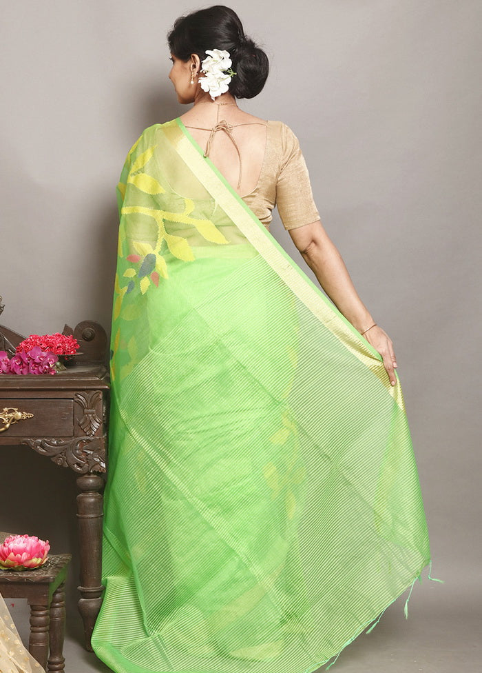 Green Matka Silk Saree With Blouse - Indian Silk House Agencies