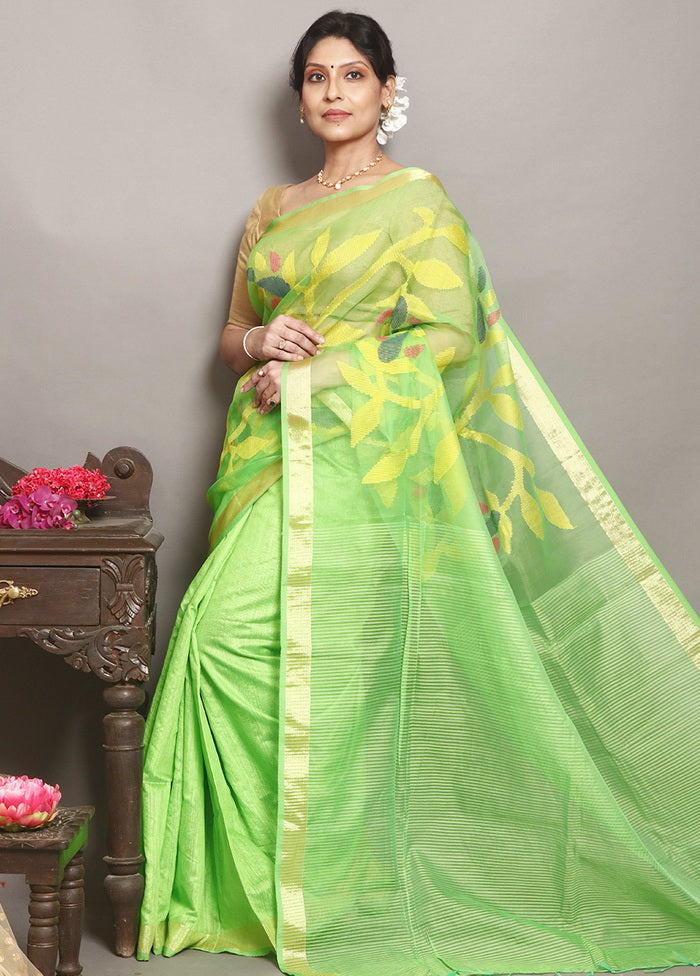 Green Matka Silk Saree With Blouse - Indian Silk House Agencies