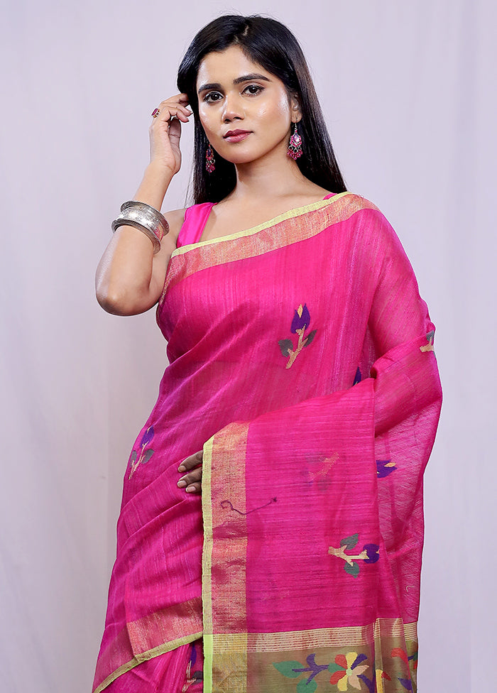 Pink Matka Pure Silk Saree With Blouse Piece - Indian Silk House Agencies