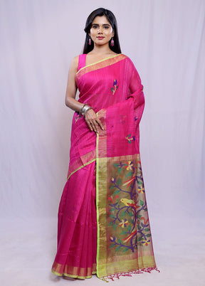 Pink Matka Pure Silk Saree With Blouse Piece - Indian Silk House Agencies