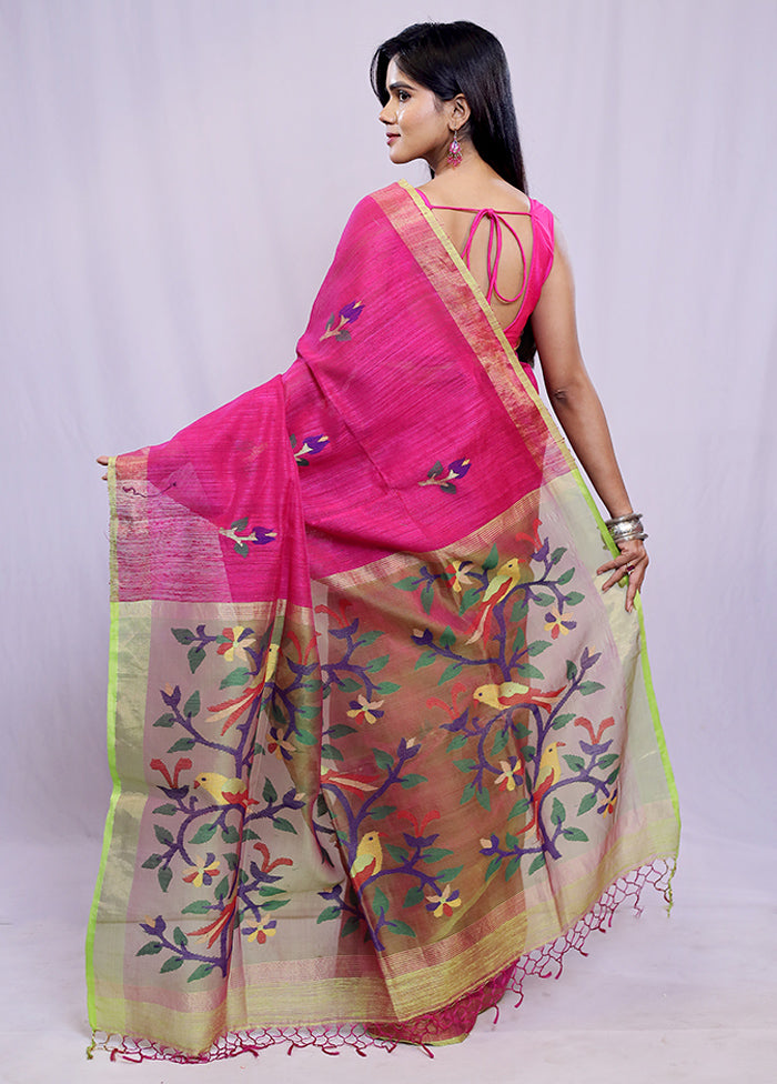 Pink Matka Pure Silk Saree With Blouse Piece - Indian Silk House Agencies