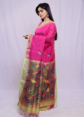 Pink Matka Pure Silk Saree With Blouse Piece - Indian Silk House Agencies