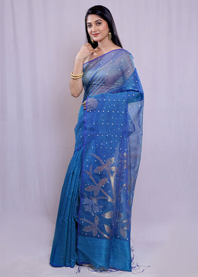 Blue Matka Pure Silk Saree With Blouse Piece - Indian Silk House Agencies