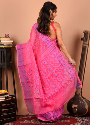 Pink Tant Jamdani Saree Without Blouse Piece - Indian Silk House Agencies