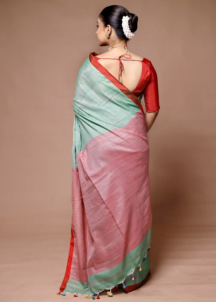 Green Matka Silk Saree With Blouse Piece