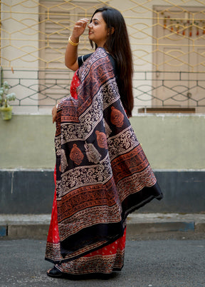 Pink Printed Pure Silk Saree With Blouse Piece - Indian Silk House Agencies