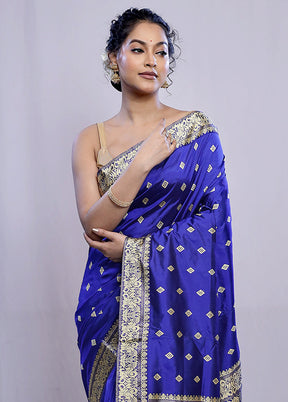 Blue Assam Pure Silk Saree With Blouse Piece - Indian Silk House Agencies