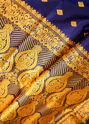 Blue Assam Pure Silk Saree With Blouse Piece - Indian Silk House Agencies