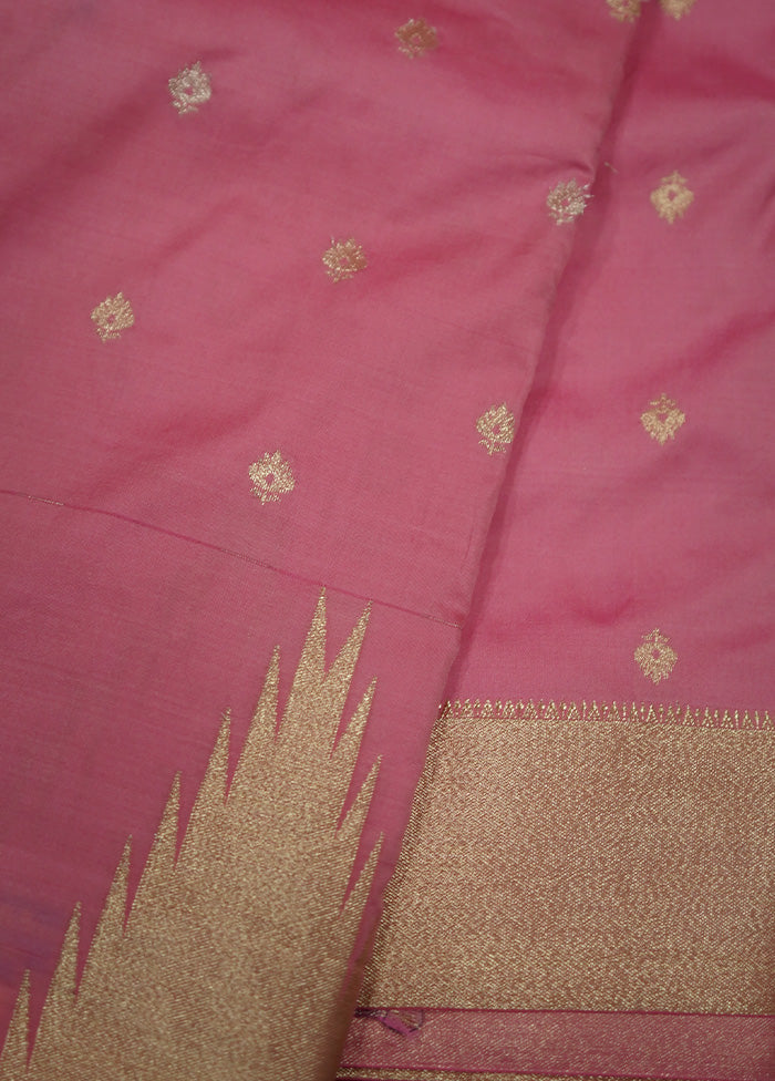 Pink Kanjivaram Silk Saree With Blouse Piece - Indian Silk House Agencies