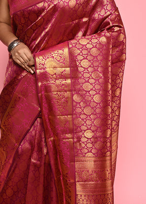 Purple Kanchipuram Pure Silk Saree With Blouse Piece - Indian Silk House Agencies