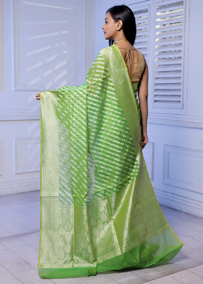 Green Kora Silk Saree With Blouse Piece